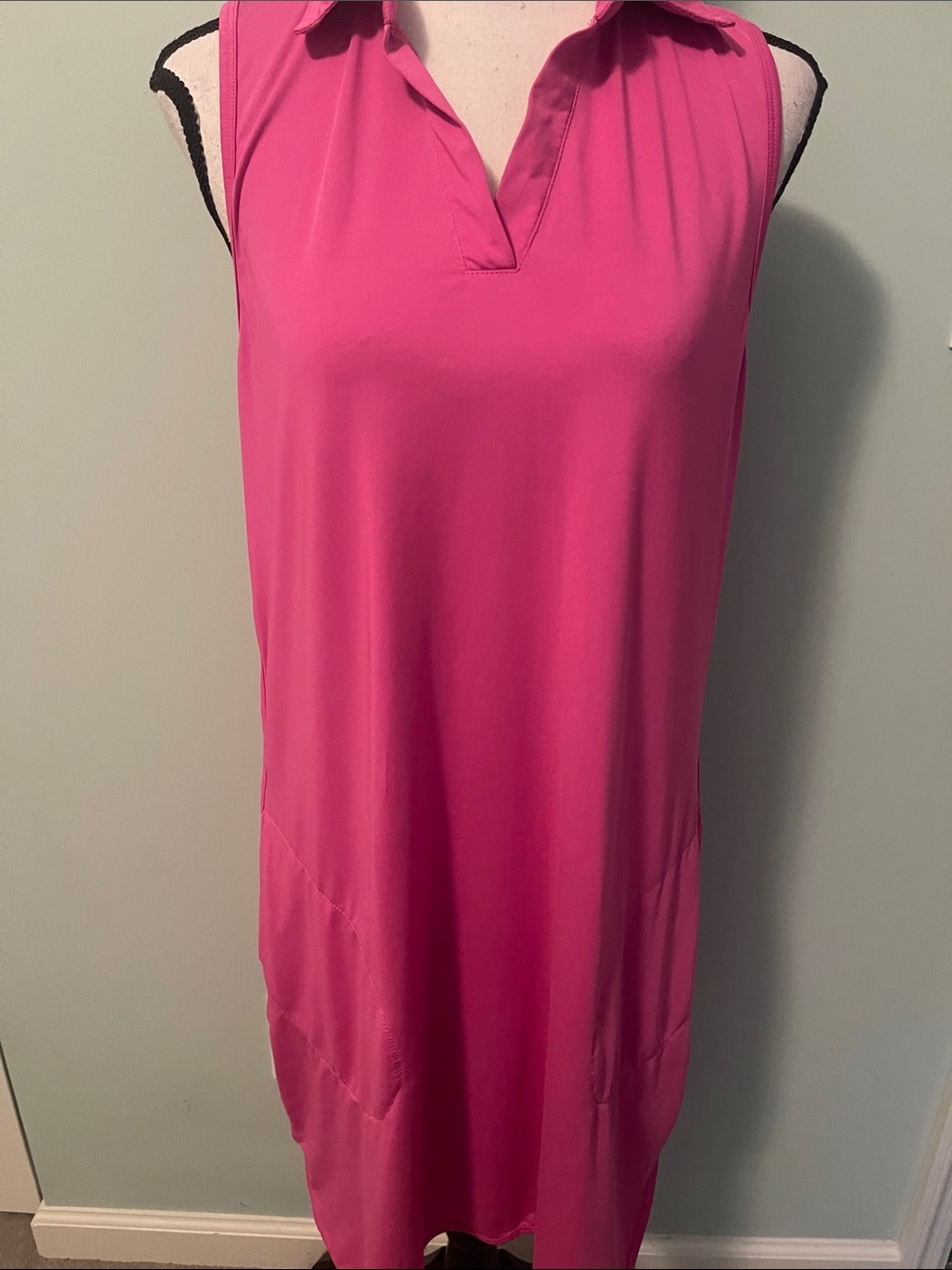 Gottex Sleeveless Fuchsia Collared Mini Dress